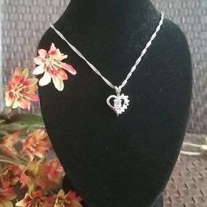 Silver Diamond Accent Amethyst Pendant Necklace